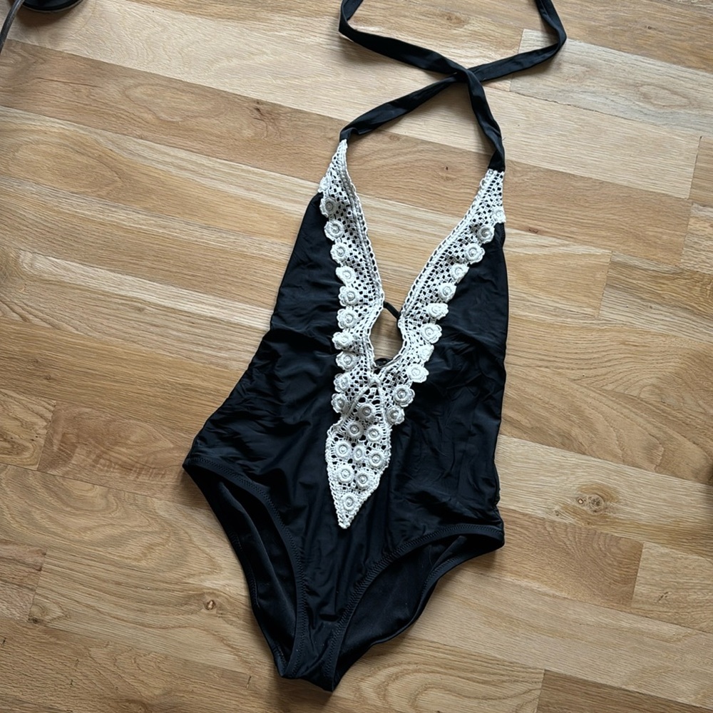 Black plunge one piece
